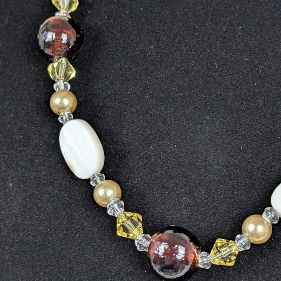 V. Red Glass & Shell Beaded Necklace - Picture 3 of 5